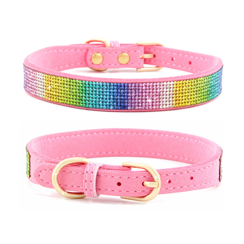 Microfiber Colored Sparkling Diamond Dog Collar