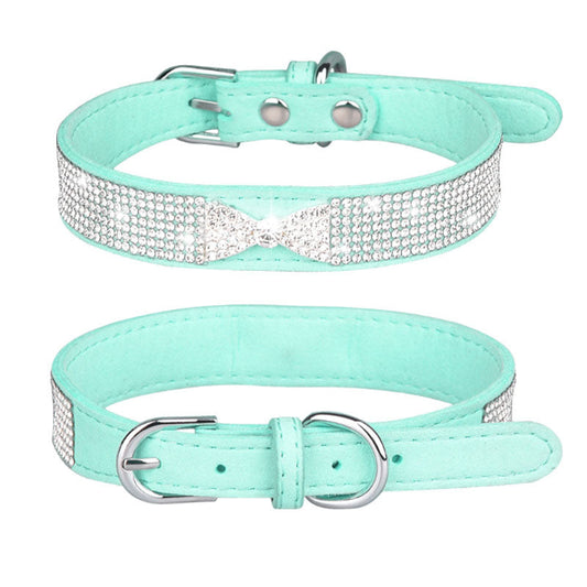 Shiny Diamond Bowknot Cat Dog Collar