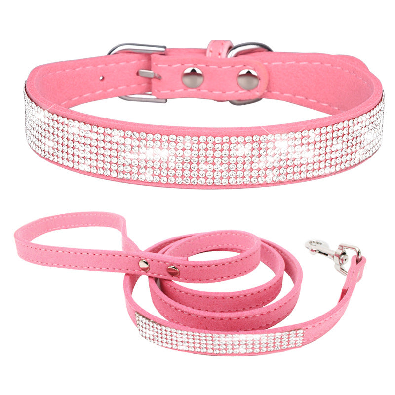 Microfiber Rhinestone Diamond Pet Dog Collar