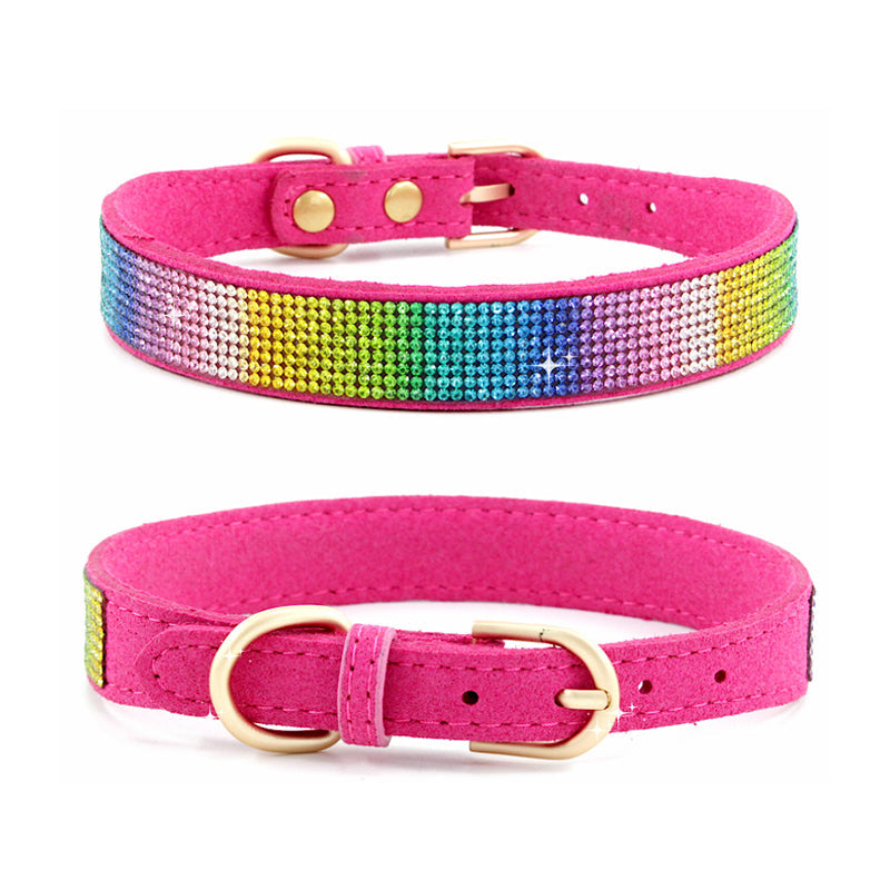 Microfiber Colored Sparkling Diamond Dog Collar