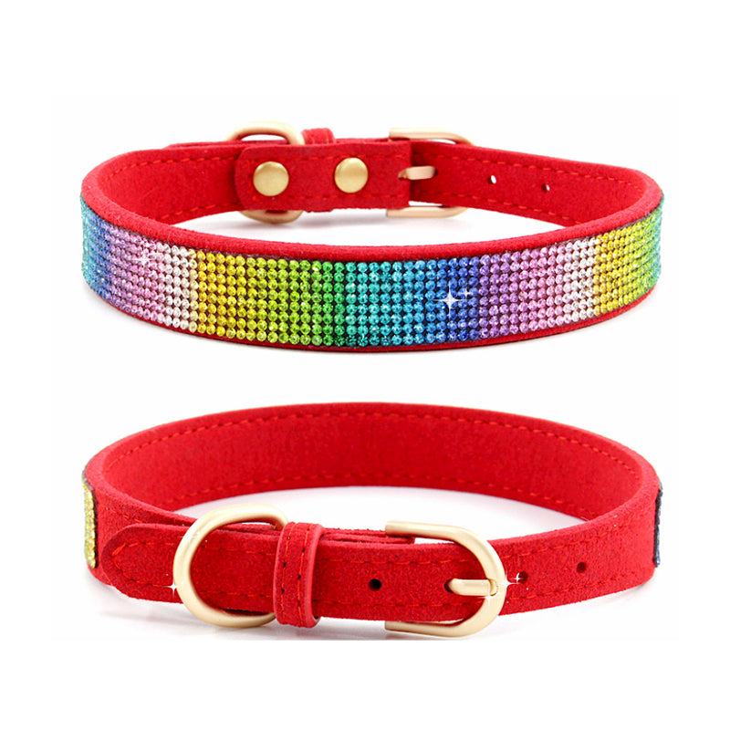 Microfiber Colored Sparkling Diamond Dog Collar