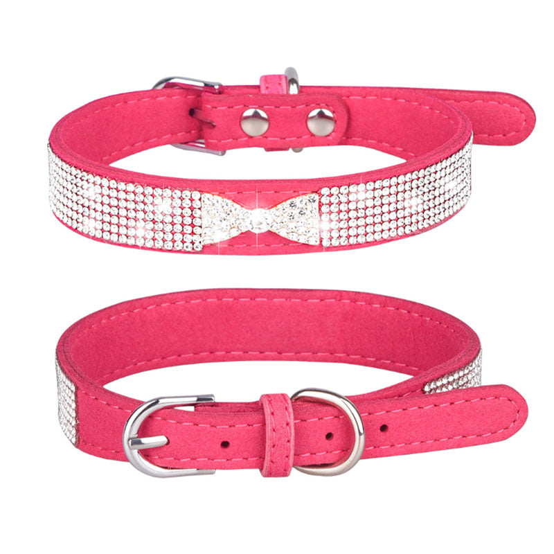 Shiny Diamond Bowknot Cat Dog Collar